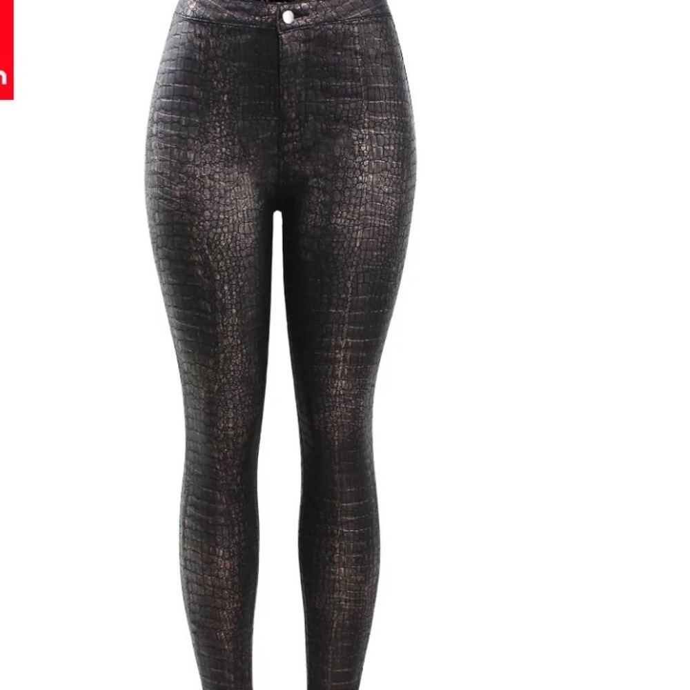 Faux croc skin leather leggings